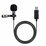 NewTH USB Mikrofon PC Omnidirektionaler Kondensator Lavalier Clip on Mic für Computer, Laptop, Podcast, Interviews, Recording [Plug & Play] 6,6FT