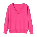 Leichte Damen-Strickjacke, Pullover, langärmelig, V-Ausschnitt, Knopfleiste, modisch, weiche Strick-Oberbekleidung, rose, 5XL