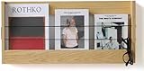Zeitschriftenständer aus Holz zur Wandmontage, mit elastischer Schnur, 64 cm, Broschürenhalter für Büro und Ausstellung, natürliches Finish, Bücherregal-Dekor