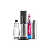 SodaStream Wassersprudler DUO mit CO2-Zylinder, 1x 1L Glasflasche und 1x 1L Metallflasche, Höhe: 44cm, Farbe: Titan