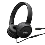 JBL Tune 520C, kabelgebundene On-Ear-Kopfhörer mit Mikrofon, Pure Bass Sound, EQ-Presets, USB-C-Anschluss, faltbares Design und kabelsalatfreies Kabel, Schwarz