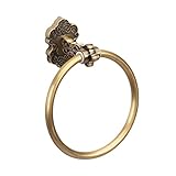 SDH, Handtuchring für Badezimmer, Vintage-Stil, Antikmessing, Handtuchhalter zur Wandmontage, Küche und Bad, 1er-Set, robuste, dekorative Aluminium-Hängering zur Handtuchaufbewahrung im Badezimmer