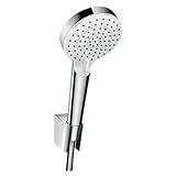 hansgrohe Crometta Duschkopf inkl. Duschkopfhalterung, 2 Strahlarten, Weiß/Chrom