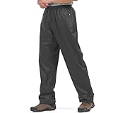 mosingle Wasserdichte Herren-Hose, leicht, atmungsaktiv, winddicht, mit Reißverschlusstaschen, Regenüberhose für Golf, Wandern, Outdoor, Angeln, Radfahren, Schwarz (mit Futter), 31-35