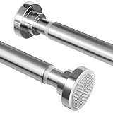 Duschvorhangstange ohne Bohren aus Edelstahl, Ausziehbare Teleskopstange, Rostfrei & Rutschfest Duschstange, Spannstange Verstellbar von 70 bis 195cm, Ideal für Badezimmer, Fenster, Kleiderschrank