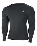 Runhit Kompressionsshirt Herren Langarm, Thermoshirt Atmungsaktiv Funktionsshirt Laufshirt Männer Long Sleeve Compression Shirt Schnelltrocknendes Sportshirt für Laufen Jogging Gym Grau M