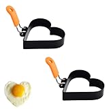 2 Stück Spiegeleiform,Pancake Form,Spiegeleierformen Für Die Pfanne,Spiegeleier Form,Herz Eierformer Eierringe mit Klappgriffen,Stainless Steel Egg Ring für Eierpfanne,Spiegeleipfanne,Pancake Pfanne
