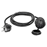 Verlängerungskabel Außen 2M: Verlängerungskabel Outdoor mit Schuko Stecker für den Außenbereich IP44-1,5mm² 3500W Extension Cable mit Schutzkappe Schwarz