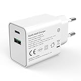 Aukvite USB C Ladegerät, 20W USB C Netzteil PD QC 3.0 Ladestecker USB Wandladegerät Schnellladegerät USB Stecker für Phone 15 14 13 12 Series iPad Samsung Galaxy S23 S22 S21 Android-Telefon (White)