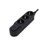 Elegante Steckdosenleiste 3 x 16 A mit Schalter – 1,5 m – Schwarz (SCH)