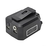 Snowchecking MK18B Batterieadapter für BL1815G 18V Li-Ion, USB 5V und DC 12V Ausgang mit Gürtelclip und Kontrollschalter für mobile Geräte