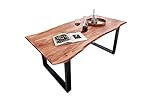 SAM Baumkantentisch 120x80 cm Quarto, Esszimmertisch aus Akazie, naturfarben, Holz-Tisch mit schwarz lackierten Beinen