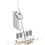 Wischmopp-Eimer-Set, waschbar, Allzweck, mit Auswringer, Flachmopp und Eimersystem, für Marmor, Badezimmer, Wohnzimmer, Wohnheim
