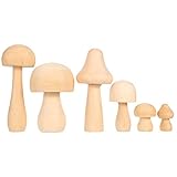 FOMIYES Holzpilze Bemalen, Holz Pilz SetNatürliche, Mushroom Decor, Pilz-Set aus Holz für Dekor 6 Stück