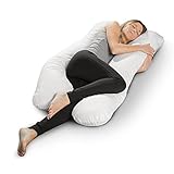 sleepling Schwangerschaftskissen Seitenschläferkissen, Bodypillow U-Form Kissen Bezug 100% Baumwolle (abnehmbar und 60 Grad waschbar), Ökotex, Made in EU, 140 x 75 x 20 cm, weiß