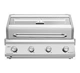 Grillfürst Gasgrill G401G - 4-Brenner Edelstahl, Einbau Gasgrill mit Sichtscheibe, Outdoorküchen Grill mit doppelwandigem Deckel und Gusseisen-Rosten, Built In Modell