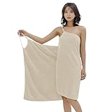 LOHOM Saunakilt Damen Saunatuch Weich Bademantel Sling Baderock Wrap Tragbar Badetuch Frauen Saunahandtuch Mikrofaser Duschtuch für Dusche Pool Spa Badezimmer(Geeignet für unter 60kg) (Beige)