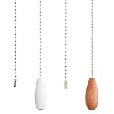 Yardenfun 2 Stück Zugkettenverlängerung aus Holz für Deckenventilatoren und Lampen Ersatzkette mit Perlen Kompatibel mit Lampen und Ventilatorzugschaltern Rustikale Zugkette für Einfache