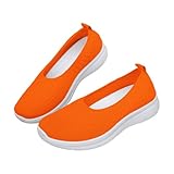 Orthopädische Schuhe Damen Slip on Sneaker Frauen Gewebt Outdoorschuhe Atmungsaktiv Turnschuhe Leicht Laufschuhe Sportschuhe Bequeme Schlupfschuhe Breite Füße Walkingschuhe Arch Support Schuhe