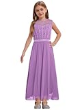 Xnihocha Kinder Mädchen Festliche Kleider Glänzende Chiffon Partykleid A-Linie Lang Brautjungfern Hochzeit Festzug Violett 146-152