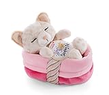 NICI Kuscheltier Katze im Körbchen 12 cm – Sleeping Pets Plüschtier Katze mit Leopardenmuster für Mädchen, Jungen & Babys – Stofftier Katze zum Kuscheln, Spielen & Schlafen – Gemütliches Schmusetier