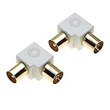 Abgewinkelter Koaxialstecker - Winkel-RCA-Adapter, 90-Grad-Adapter TV-Antenne männlich Koaxialstecker auf F-Buchse, F-Stecker Satellit Typ UHF männlich-weiblich rechter Winkel - 2 Stück