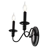 MRHYSWD Wandleuchte Innen Vintage 2 Flammig Wandlampe Innen Kerzen Wandleuchten Schwarze Wandbeleuchtung Industrial Wandlampen Retro Für Schlafzimmer Badezimmer Wohnzimmer Treppenhaus Küchen Flur