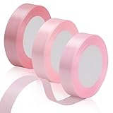 Geschenkband Rosa, 20mm x 66M Geschenkband Breit Schleifenband Satinband Rosa Altrosa Hellrosa für Dekoration Valentinstag Geschenke DIY