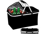 Przydasie - Kühltasche Groß 43x23x21 cm - Isolierte Picknickkorb Thermo mit Aluminiumrahmen - Kühlkorb für Büro, Camping und Reisen - Isoliertasche - Einkaufskorb Isoliert - Schwarz