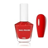 15ML Nagellack Rot, Glossy Schnell trocknend & Langanhaltend ungiftiger Nail Polish, Hochwertig Roter kein UV-Nagellack für Nail Art Maniküre zu Haus(Rot Glitter)