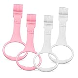 SOPOTUTU 4 Stück Pull Up Ringe für Lauftraining Ergonomische Handringe für Kinderbetten Spielzeugringe zur Unterstützung der Motorik Weiß Rosa