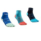 AONIJIE Damen und Herren Athletische Sportsocken, zum Laufen Marathon Fünf Finger Socken(L 43-46,A# 3 Paar-Viertelhoch)