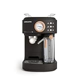 CREATE / THERA RETRO PRO/Halbautomatische Espressokaffeemaschine Schwarz / 20 bar, Milchtank, Tropfschale, zwei Ausläufe, Fassungsvermögen 1.5L, für gemahlenen Kaffee, 1250W