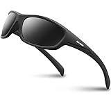 RIVBOS Sonnenbrillen Fahrradbrille Radsportbrillen Sportbrille für damen herren Polarisierte TR90 Superleichtes Rahmen UV400 Wandern Laufen Golfen Fischen RB832(BlackGrey)