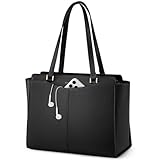 RAINSMORE Handtasche Damen Groß Shopper Tasche Damen Wasserdichte Laptoptasche 14 Zoll PU Leder Tote Bag mit Reißverschluss Innentasche Arbeitstasche Schultertaschen Henkeltasche