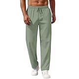 Generisch Eisseide Jogginghose Herren Baggy Sommerhose mit Taschen Lang Freizeithose Leicht Trainingshose Elastischer Bund und Kordelzug Hosen Strandhose Hose zum Laufen Yoga und Schlafen(Green,L)
