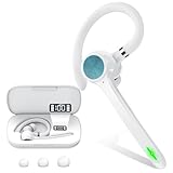 HEIBAS Bluetooth-Headset, kabelloser Bluetooth-Ohrhörer mit 500 mAh Ladehülle, 72 Stunden Sprechzeit, integriertes Mikrofon für iOS, Android-Handy, Freisprech-Kopfhörer für Trucker, Büro, Weiß