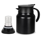 Dreamhigh® Teekanne mit Siebeinsatz 1l, Thermoskanne doppelwandigem Edelstahl, 2 in1-Vakuum-Isolierkanne für Kaffee und Tee, mit Teesieb