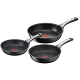 Tefal G25991 Pfannenset, Aluminium, Schwarz, Juego 3 sartenes, Bratpfannen 20 cm/ 24 cm/ 28 cm