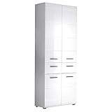 trendteam smart living - Hochschrank Schrank - Badezimmer - Skin - Aufbaumaß (BxHxT) 60 x 182 x 31 cm - Farbe Weiß Hochglanz - 111610501