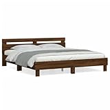 ZEYUAN Bettgestell mit Kopfteil Braun Eichen-Optik 200x200 cm, Bett, Bed Frame, Familienbett, Bettrahmen, Bett Gestell, Bett Rahmengestell, Schlafzimmer Bett - 3207398