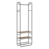 VASAGLE Garderobenständer, Garderobe, Kleiderständer, mit Schuhablage, Schuhregal, Flur, Schlafzimmer, 58 x 28 x 181 cm, skandinavisch, tintenschwarz-kamelbraun HSR081K01