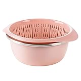 Spülbeckenkorb, Küchenablauf, Aufbewahrungskorb, Auflaufform, Waschen, Gemüse, Obst, Sieb, Lebensmittelwaschkorb, Sieb (Farbe: Grün) (Rosa)
