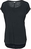 Urban Classics Damen Dames Long Back Shaped Slub Tee T Shirt, Schwarz (Black 7), L EU