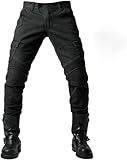 Fashionapple Motorradhose für Herren, Motorradjeans aus atmungsaktivem von hoher Qualität Straight Fit mit abnehmbaren Schutzpads für Racing Fahrrad (Schwarz, XL)