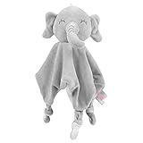 Vicloon Schmusetuch Baby, Kuscheltuch mit Knisterfolie und Glöckchen, Weich & Waschbar, 27 x 26 cm, Baby Kuscheltier, Schmusetuch für Babys ab dem 1 - Elefant