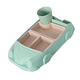 Auto Servierplatte, servierplatten, servierteller mit einzelnen Tellern, Besteck und Wassergläsern, spülmaschinenfest, Wurst, Käse, Party, Schlemmerplatte, 30x19x5 cm (Grün)