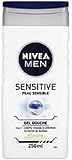 NIVEA MEN Sensitive 3-in-1 Duschgel (1 x 250 ml), Herren Duschgel für empfindliche Haut, mildes Reinigungsmittel für Körper, Haare und Gesicht, Duschseife mit Bambusextrakt