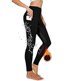 Havideto Winter Reitleggings Damen Vollbesatz Thermo Reithose Damen Fleece Gefüttert Wasserdicht mit Handytasche Gürtelschlaufen Schwarz L