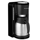 Rowenta CT3818 Filterkaffeemaschine Adagio Milano, Edelstahl- Thermokanne, 10-15 Tassen, Fassungsvermögen 1,25 L, Automatische Abschaltung, 730W-870W, 26 x 21 x 36.5 cm, Schwarz